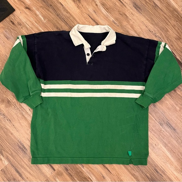 Vintage Shirts Mens Vintage 9s Striped Color Block Polo Rugby Shirt